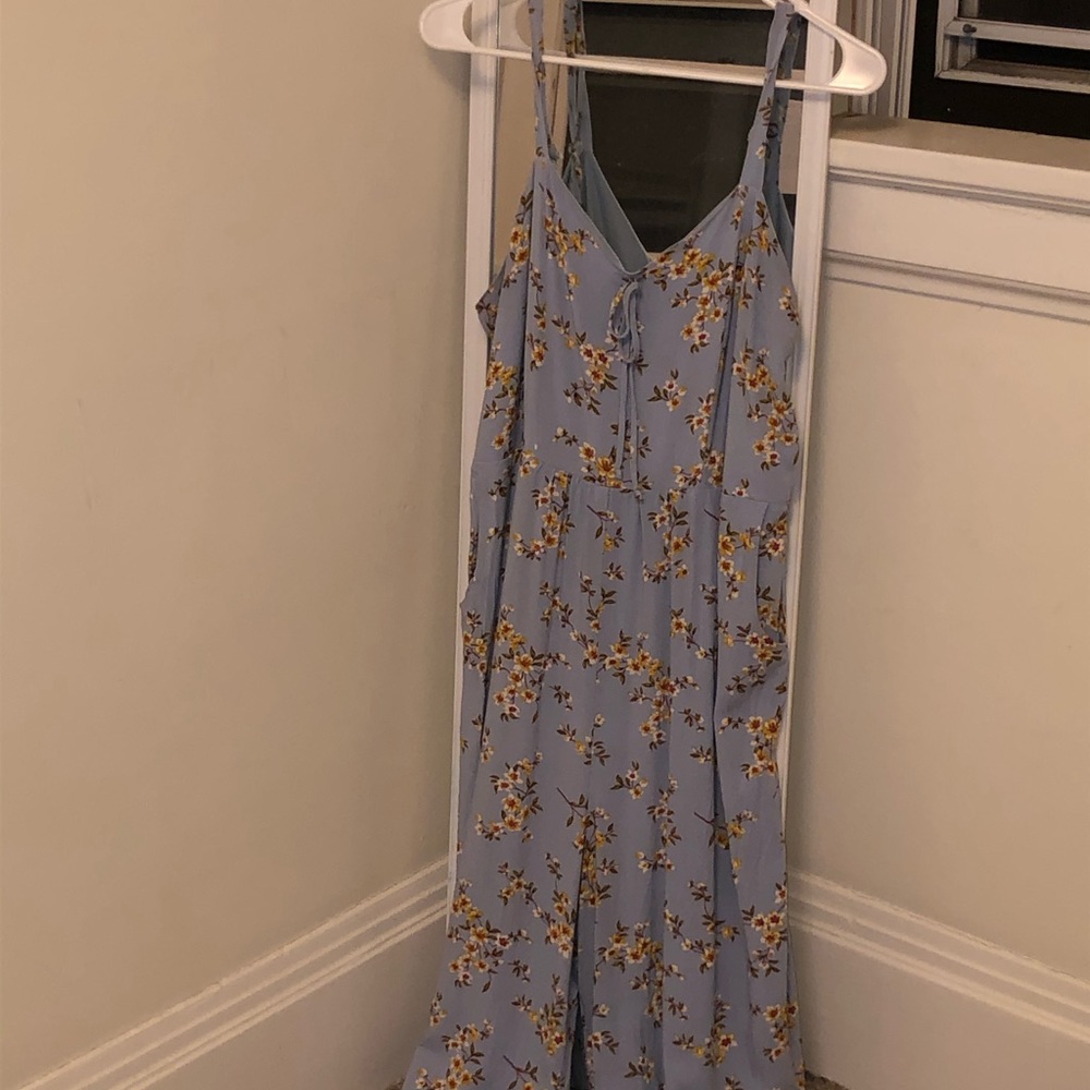 Blue and white floral jumsuit
